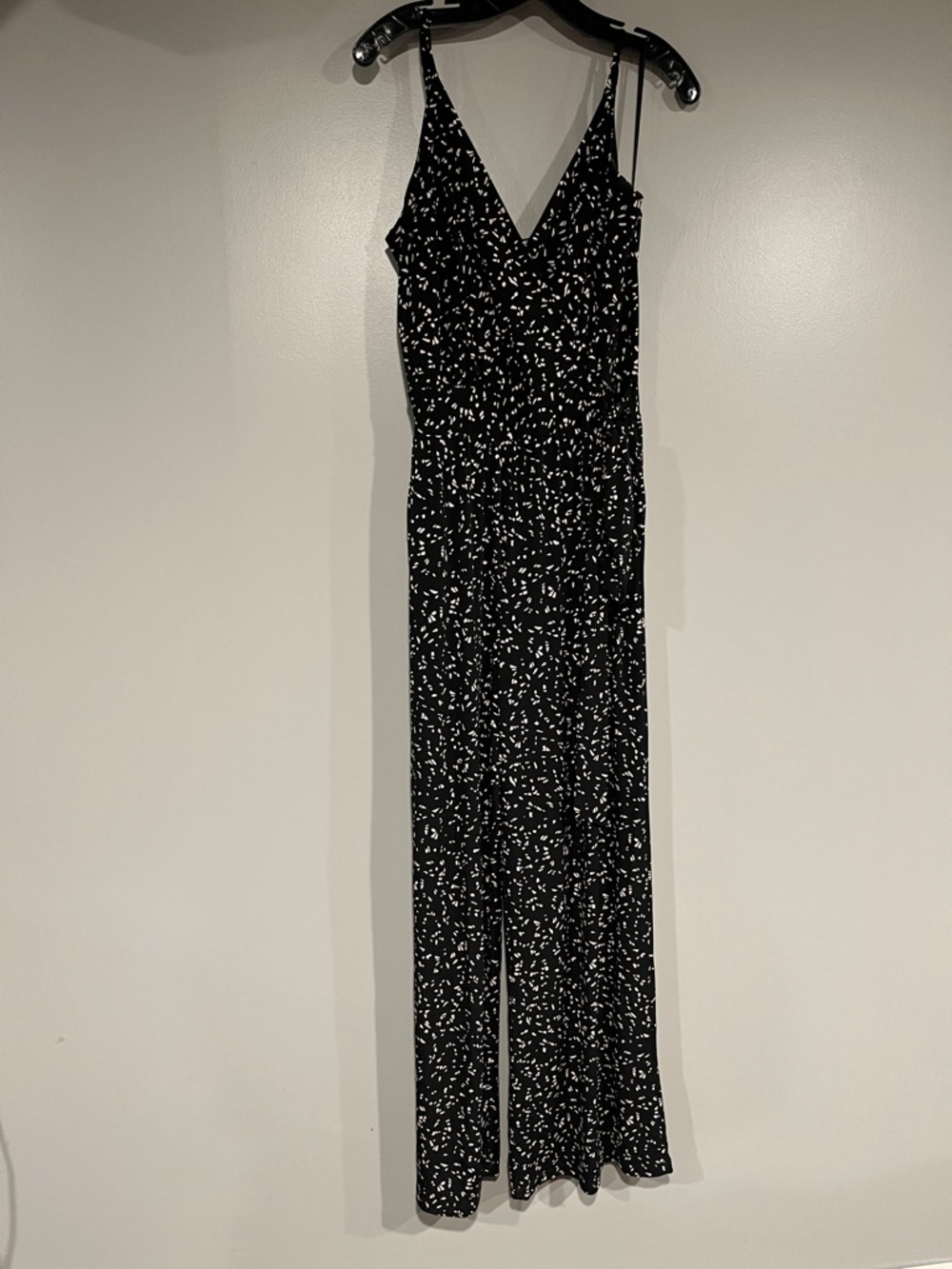 Kaileigh Black Jumpsuit with White Scatter Print
